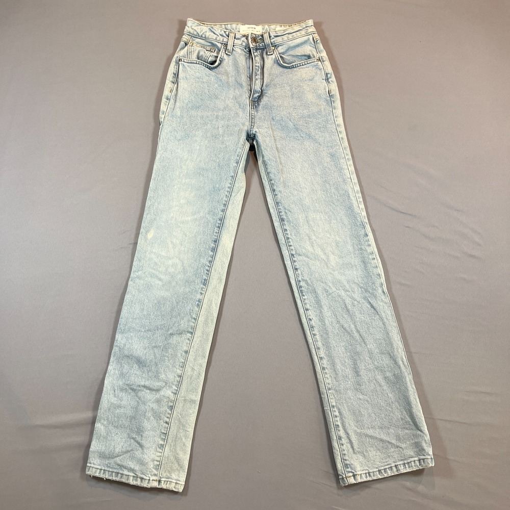 Cotton On Slim Straight Jeans Womens 2 Blue Denim Light Wash Zip Fly High Rise